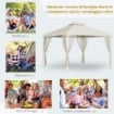 GAZEBO DA GIARDINO CON PALETTI E CORDE DOPPIO TETTO ZANZARIERA PARETI LATERALI BEIGE 294 X 294 X 263 CM