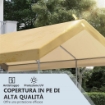GAZEBO TENDONE DA GIARDINO AD ALTEZZA REGOLABILE IN ACCIAIO 600X295X265-310 CM BEIGE