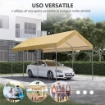 GAZEBO TENDONE DA GIARDINO AD ALTEZZA REGOLABILE IN ACCIAIO 600X295X265-310 CM BEIGE