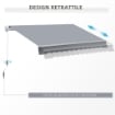 TENDA DA SOLE PER ESTERNO AVVOLGIBILE A MANOVELLA IN METALLO 295 X 245 CM GRIGIO