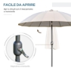 OMBRELLONE DA GIARDINO INCLINABILE E CON MANOVELLA 255 CM BIANCO CREMA