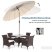 OMBRELLONE DA GIARDINO INCLINABILE E CON MANOVELLA 255 CM BIANCO CREMA