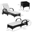 SET 2 SDRAIO LETTINO PRENDISOLE IN RATTAN CON MATERASSINO IMBOTTITO E TAVOLINO NERO