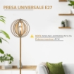 LAMPADA DA TERRA CON PARALUME AD ANELLI REGOLABILI IN LEGNO 38 X 160 CM