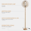 LAMPADA DA TERRA CON PARALUME AD ANELLI REGOLABILI IN LEGNO 38 X 160 CM