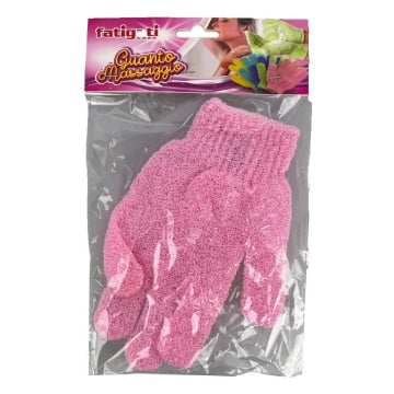 GUANTO MASSAGGIO MATERIALE IN POLIESTERE ESFOLIANTE DOPPIA FACCIA  COLORI ASSORTITI 1 PZ OKX