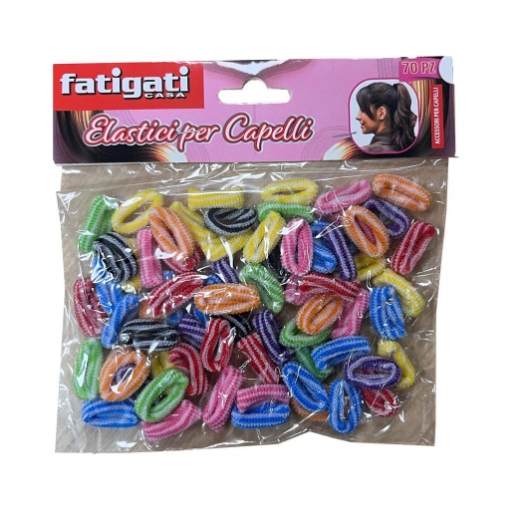 ELASTICI PER CAPELLI MATERIALE IN POLIESTERE BICOLORE 70 PZ OKX