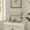 ACQUARIO IN VETRO CON LUCI LED DA 20L FILTRO E POMPA D'ACQUA 38X26X27 CM BIANCO
