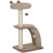 ALBERO TIRAGRAFFI A 3 LIVELLI CON TRESPOLO SUPERIORE E PALLINA GIOCATTOLO BIANCO E MARRONE 48X40X88 CM 
