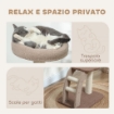 ALBERO TIRAGRAFFI A 3 LIVELLI CON TRESPOLO SUPERIORE E PALLINA GIOCATTOLO BIANCO E MARRONE 48X40X88 CM 