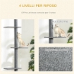 ALBERO TIRAGRAFFI PER GATTI A 4 LIVELLI CON ALTEZZA REGOLABILE GRIGIO 43X27X228-260 CM