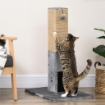 ALBERO TIRAGRAFFI PER GATTI CON 2 PALLINE GIOCATTOLO E SPAZZOLA IN LEGNO IUTA E PELUCHE 59.5X39X79 CM GRIGIO