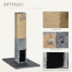 ALBERO TIRAGRAFFI PER GATTI CON 2 PALLINE GIOCATTOLO E SPAZZOLA IN LEGNO IUTA E PELUCHE 59.5X39X79 CM GRIGIO