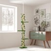 ALBERO TIRAGRAFFI PER GATTI A SOFFITTO ALTO 202-242 CM REGOLABILE CON ASTA DI TENSIONE VERDE