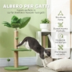 ALBERO PER GATTI CON PALO TIRAGRAFFI PIATTAFORME E PALLINE IN PELUCHE E TRUCIOLATO Ï40X83 CM VERDE