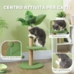 ALBERO PER GATTI CON PALO TIRAGRAFFI PIATTAFORME E PALLINE IN PELUCHE E TRUCIOLATO Ï40X83 CM VERDE