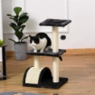 ALBERO PER GATTI A 3 LIVELLI CON TAPPETINO TIRAGRAFFI AD ARCO IN LEGNO PELUCHE E SISAL 40X35X72 CM GRIGIO