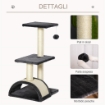 ALBERO PER GATTI A 3 LIVELLI CON TAPPETINO TIRAGRAFFI AD ARCO IN LEGNO PELUCHE E SISAL 40X35X72 CM GRIGIO