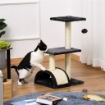 ALBERO PER GATTI A 3 LIVELLI CON TAPPETINO TIRAGRAFFI AD ARCO IN LEGNO PELUCHE E SISAL 40X35X72 CM GRIGIO