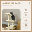 ALBERO PER GATTI A 3 LIVELLI CON TIRAGRAFFI PELUCHE E SISAL 40X35X72 CM CREMA