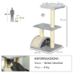 ALBERO PER GATTI A 3 LIVELLI CON TIRAGRAFFI PELUCHE E SISAL 40X35X72 CM GRIGIO CHIARO