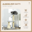 ALBERO PER GATTI A 3 LIVELLI CON TIRAGRAFFI PELUCHE E SISAL 40X35X72 CM GRIGIO CHIARO
