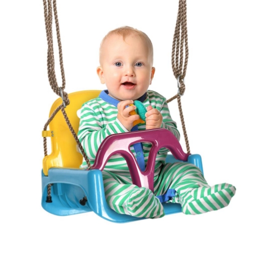 Montafox Altalena per bambini regolabile 3 in 1 seggiolino per altalena crescente con schienale e cintura di sicurezza, Colore:colorato