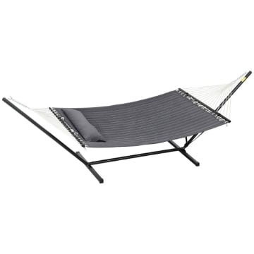 AMACA DA GIARDINO PORTATILE CON CUSCINO INTEGRATO IN COTONE POLIESTERE E ACCIAIO 368X93X110 CM GRIGIO SCURO
