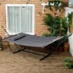 AMACA DA GIARDINO PORTATILE CON CUSCINO INTEGRATO IN COTONE POLIESTERE E ACCIAIO 368X93X110 CM GRIGIO SCURO