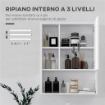 ARMADIETTO BAGNO CON SPECCHIO RIPIANI E SCAFFALE REGOLABILE MONTAGGIO A PARETE 60X15X76CM BIANCO