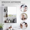 ARMADIETTO BAGNO CON SPECCHIO RIPIANI E SCAFFALE REGOLABILE MONTAGGIO A PARETE 60X15X76CM BIANCO