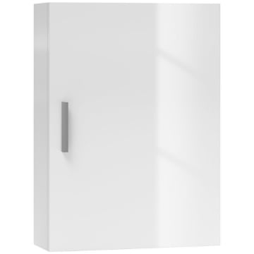 ARMADIETTO BAGNO DA PARETE IN LEGNO CON 3 RIPIANI REGOLABILI IN VETRO SU 3 LIVELLI 40X15X55 CM BIANCO