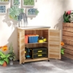 ARMADIO DA ESTERNO CON RIPIANO INTERNO E BANCO DA LAVORO IN LEGNO E ACCIAIO ZINCATO 79X43X92 CM COLOR LEGNO