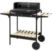BARBECUE A CARBONELLA AD ALTEZZA REGOLABILE CON 3 RIPIANI E VASSOIO IN METALLO LEGNO 113X53.5X82.5 CM NERA