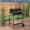 BARBECUE A CARBONELLA AD ALTEZZA REGOLABILE CON 3 RIPIANI E VASSOIO IN METALLO LEGNO 113X53.5X82.5 CM NERA