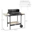 BARBECUE A CARBONELLA AD ALTEZZA REGOLABILE CON 3 RIPIANI E VASSOIO IN METALLO LEGNO 113X53.5X82.5 CM NERA
