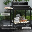 BARBECUE A CARBONELLA AD ALTEZZA REGOLABILE CON 3 RIPIANI E VASSOIO IN METALLO LEGNO 113X53.5X82.5 CM NERA