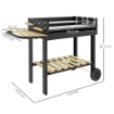 BARBECUE A CARBONELLA AD ALTEZZA REGOLABILE CON 2 GRIGLIE E 2 RIPIANI IN METALLO E LEGNO 113X53.5X82.5 CM NERA