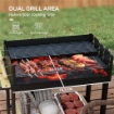 BARBECUE A CARBONELLA AD ALTEZZA REGOLABILE CON 2 GRIGLIE E 2 RIPIANI IN METALLO E LEGNO 113X53.5X82.5 CM NERA