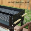 BARBECUE A CARBONELLA AD ALTEZZA REGOLABILE CON 2 GRIGLIE E 2 RIPIANI IN METALLO E LEGNO 113X53.5X82.5 CM NERA