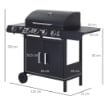 BARBECUE A GAS A 5 FORNELLI CON RIPIANI LATERALI E ARMADIETTO IN ACCIAIO E PP 125X51X100 CM NERO