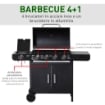 BARBECUE A GAS A 5 FORNELLI CON RIPIANI LATERALI E ARMADIETTO IN ACCIAIO E PP 125X51X100 CM NERO