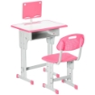 BANCO SCUOLA CON SEDIA AD ALTEZZA REGOLABILE PER BAMBINI 6-12 ANNI ACCIAIO E MDF ROSA