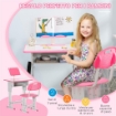 BANCO SCUOLA CON SEDIA AD ALTEZZA REGOLABILE PER BAMBINI 6-12 ANNI ACCIAIO E MDF ROSA