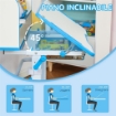 BANCO SCUOLA PER BAMBINI 6-12 ANNI REGOLABILE CON LUCE LED LEGGIO E PORTAPENNE IN MDF PP E ACCIAIO AZZURRO