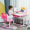 BANCO SCUOLA PER BAMBINI 6-12 ANNI REGOLABILE CON LUCE LED LEGGIO E PORTAPENNE IN MDF PP E ACCIAIO ROSA