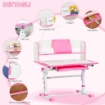 BANCO SCUOLA PER BAMBINI 6-12 ANNI REGOLABILE CON LUCE LED LEGGIO E PORTAPENNE IN MDF PP E ACCIAIO ROSA