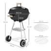 BARBECUE A CARBONELLA CON GRIGLIA IN ACCIAIO COPERCHIO E PRESE D'ARIA E RUOTE NERO 48X56PX94 CM 