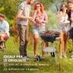 BARBECUE A CARBONELLA CON GRIGLIA IN ACCIAIO COPERCHIO E PRESE D'ARIA E RUOTE NERO 48X56PX94 CM 