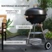 BARBECUE A CARBONELLA CON GRIGLIA IN ACCIAIO COPERCHIO E PRESE D'ARIA E RUOTE NERO 48X56PX94 CM 